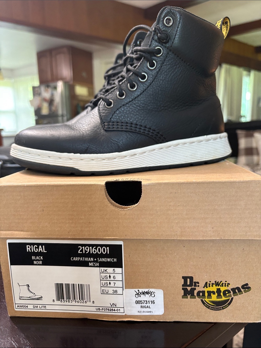 Dr. Martens Black Leather Rigal High-Top Boot